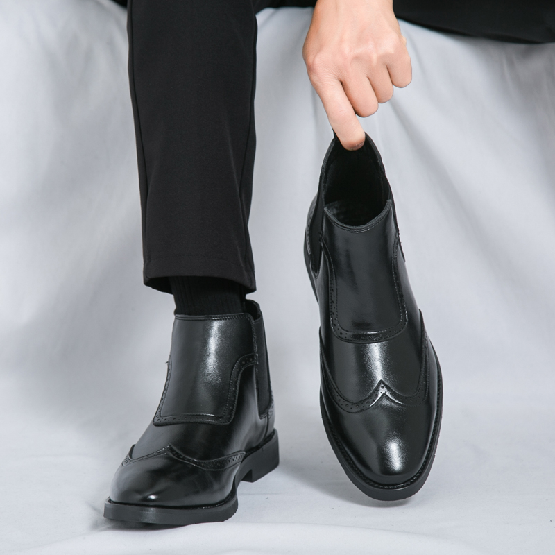 Autumn and winter high-top leather shoes trend British height-increasing Chelsea boots business casual men's boots
