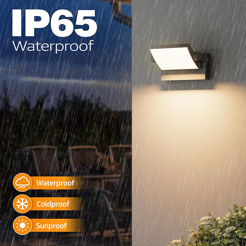 Modern Outdoor IP65 Waterproof Wall Lights 24W Black LED 360° Adjustable Head Wall Sconce for Porch Courtyard Aisle Lighting