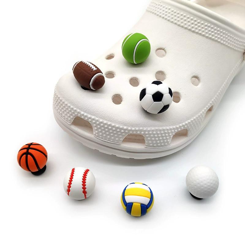1-8pcs 3D Basketball Football Series ​for Shoe Charms Accessories for Classic Clog Shoe Decoration Fit Wristband Kids