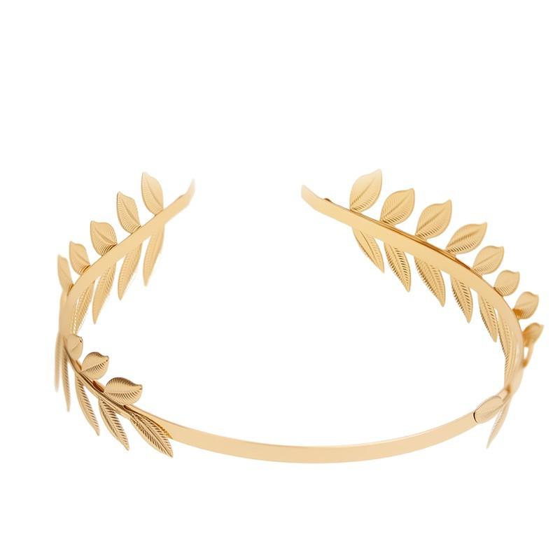 New Retro Gold Color Leaf Headband Headpiece Crown Tiara Headdress Goddess Greek Head Jewelry Bride Wedding Hair Accessories
