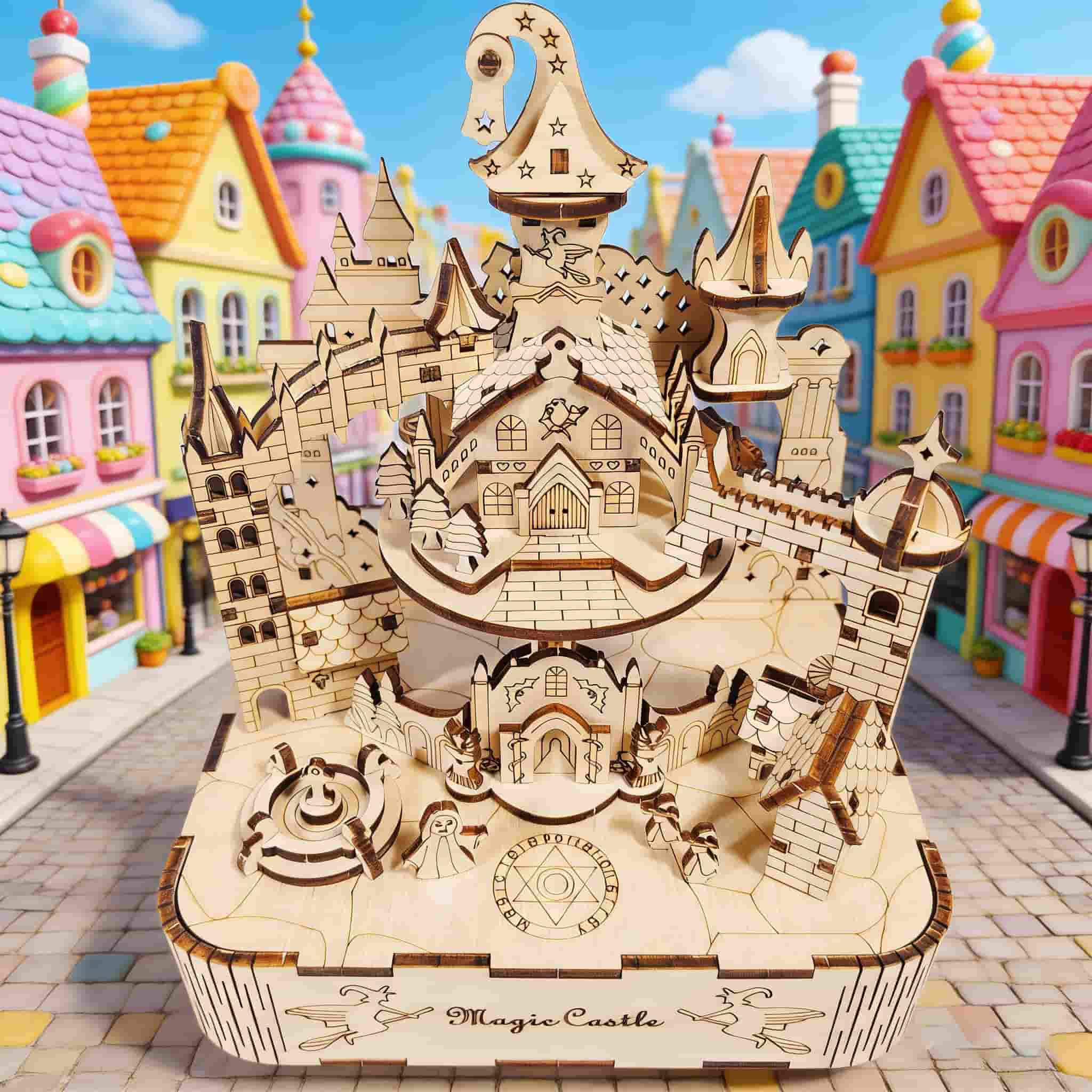 New Magic Castle Music Box, 3D Puzzle, DIY Wooden Music Box-The Perfect Holiday