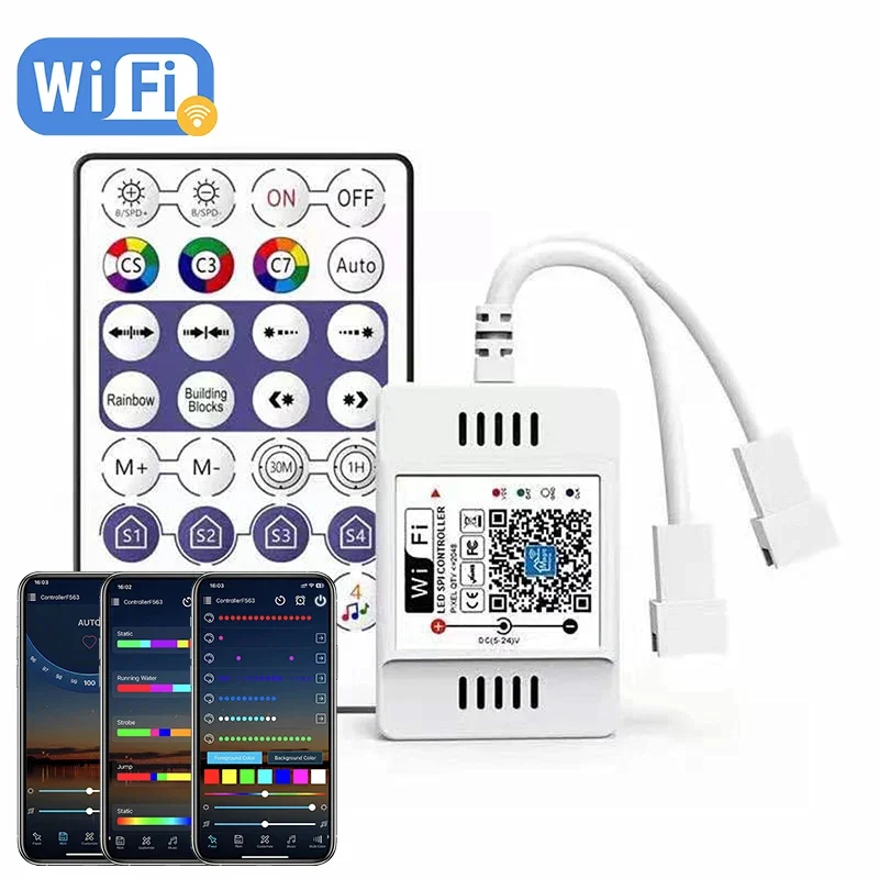 Smart LED WiFi Controller APP/Remote Control RGBIC Dimmer Compatible with Alexa & Google Home WS2812B WS281 SM16703 Strip Lights lightify