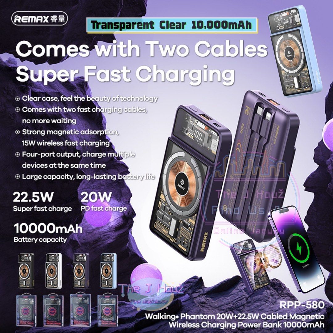 Walking Phantom 20W+22.5W PD QC 10,000mAh Cabled Magnetic Wireless Charge Super Fast Charging Power Bank