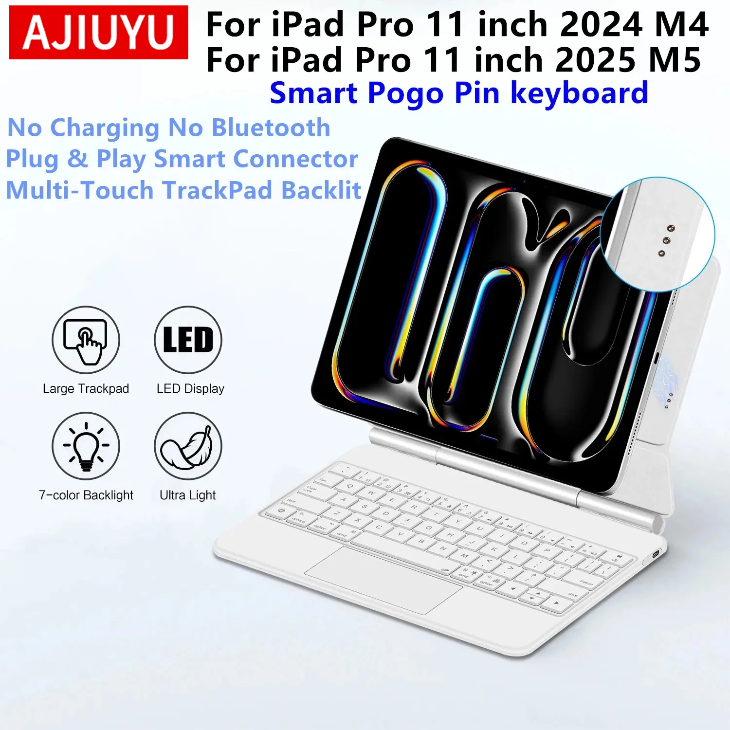 Smart Pogo Pin Keyboard case for iPad Pro 11 inch 2025 iPad Pro M5 11 Case for iPad Pro 11 inch M4 M5 Trackpad Keyboard Cover