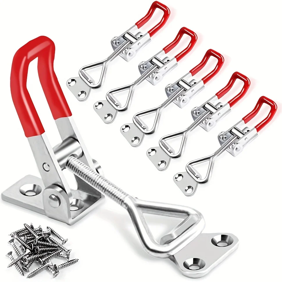 2Pcs Adjustable Toggle Clamp Latch Without Screw Heavy Duty Toggle Latches Clamp For Smoker Lid Jig Tool Box Cas