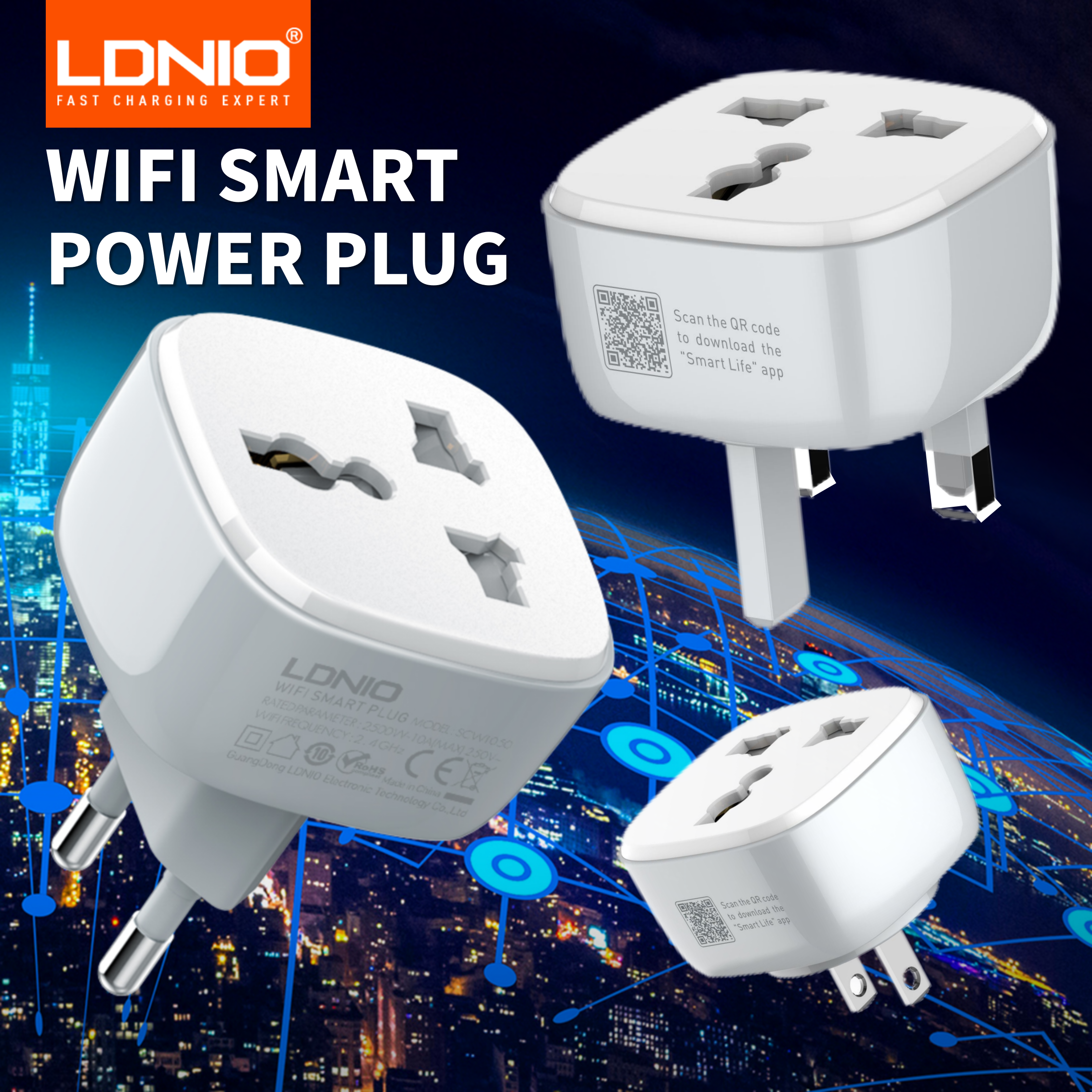 LDNIO WiFi Smart Wall Socket With Switch Button Portable Power Strip With EU US UK plug 2500 W Home Tuya WiFi Timer Plug