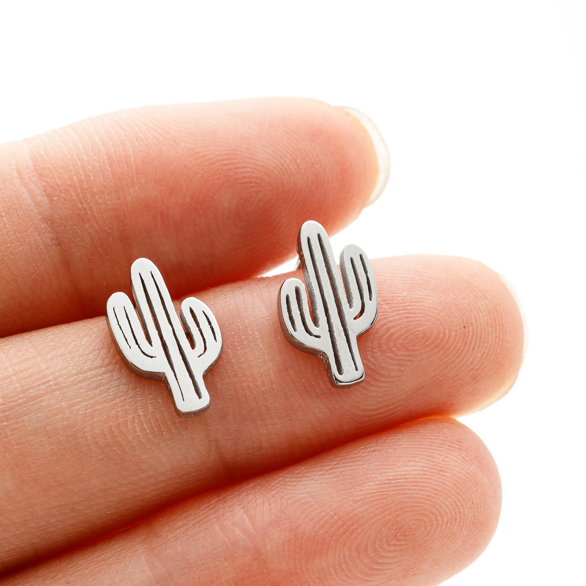 1 Pair Stainless Steel Earrings Desert Cactus Fashion Stud Earrings Classic Simple Earrings For Women 2024 Jewelry Wedding Party