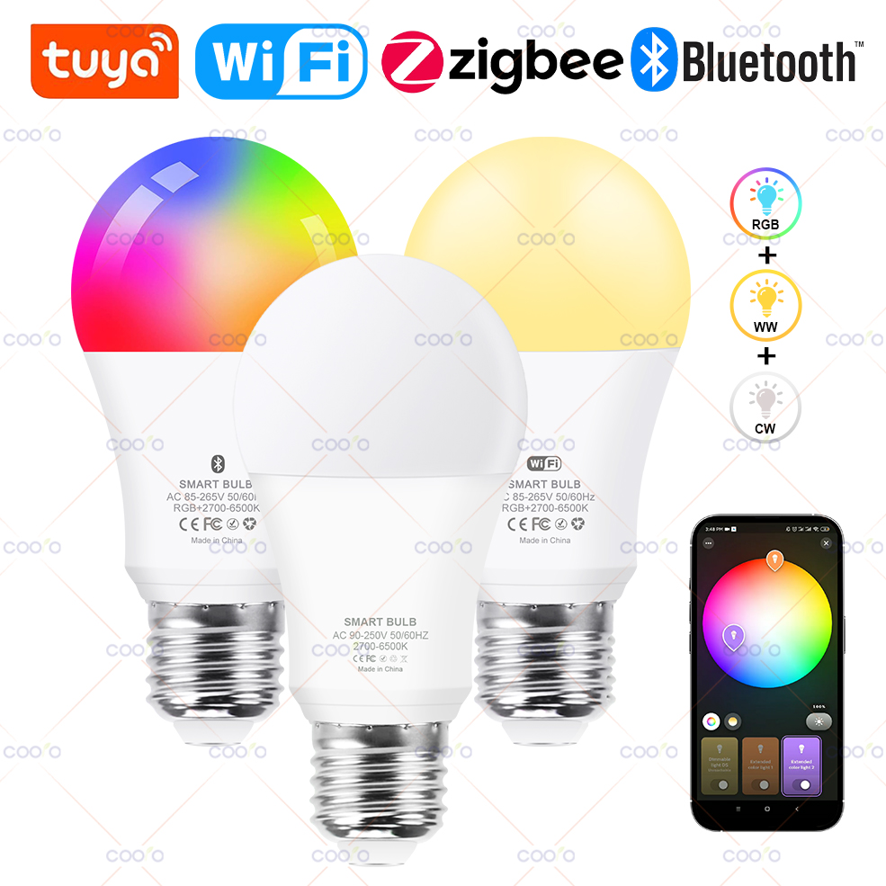 Tuya E27 Zigbee LED Bulbs WiFi Bluetooth Smart LED Lamp 15W 18W Light Bulb Remote Control Works With Alexa Yandex lightify