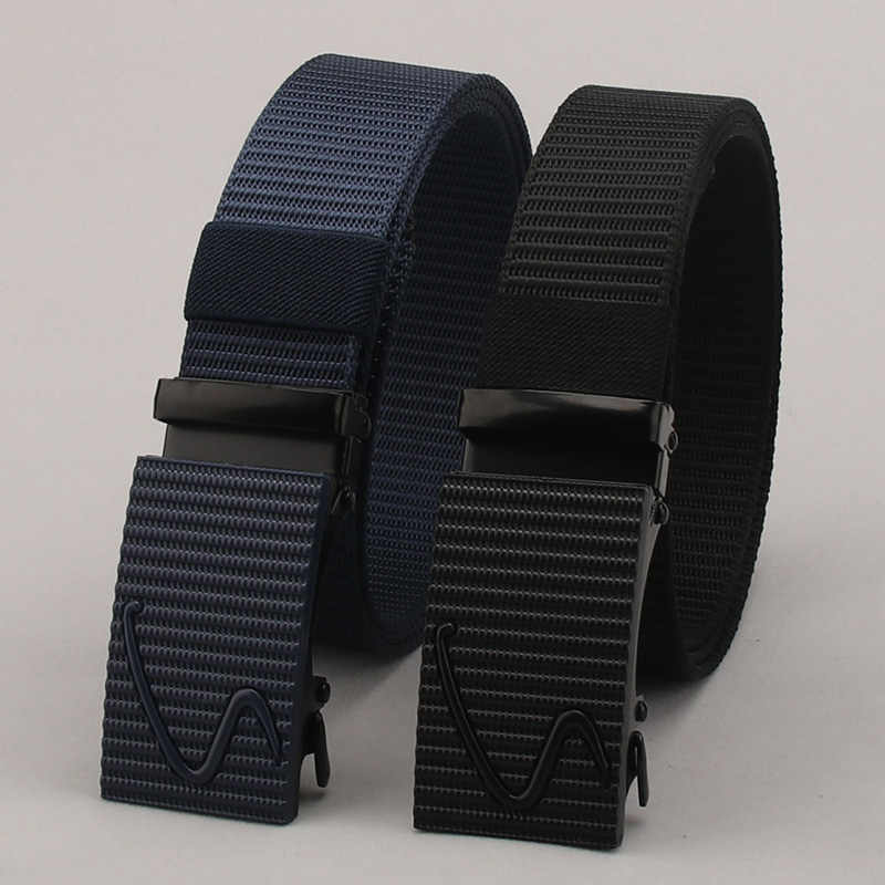 Men's Nylon & Canvas Automatic Buckle Belt - New Trendy Korean Style for Students, Training & Jeans