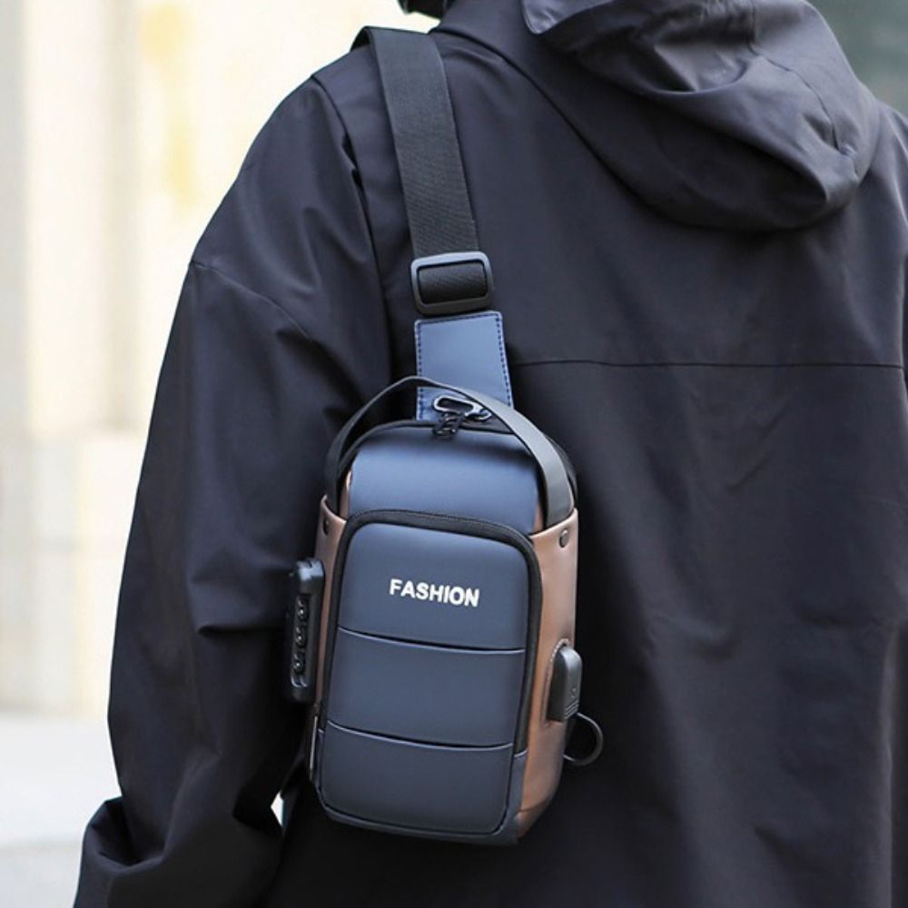 Lightweight Casual Chest Bags for Men Portable Minimalist Anti Theft Password Lock Small Shoulder Bag Waterproof Men's Sling Bag