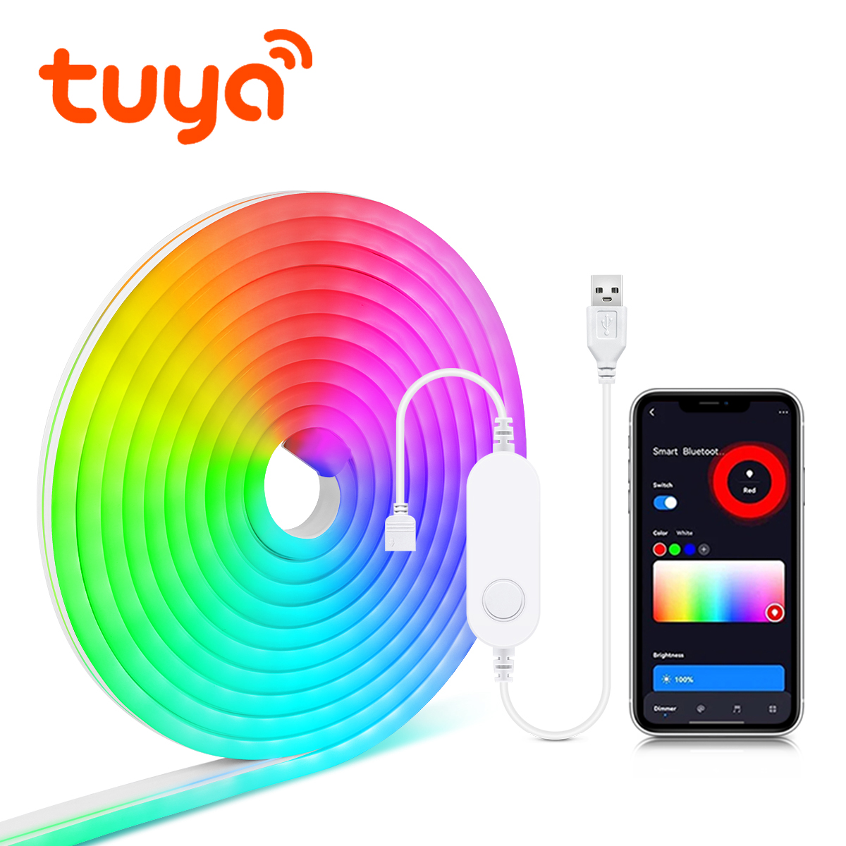 DC5V Smart WiFi COB LED Strip Light 1M 3M 5M Lamp Linear Dimmable Tape Work With Tuya Alexa Home COB RGB Lights TV Decor lightify