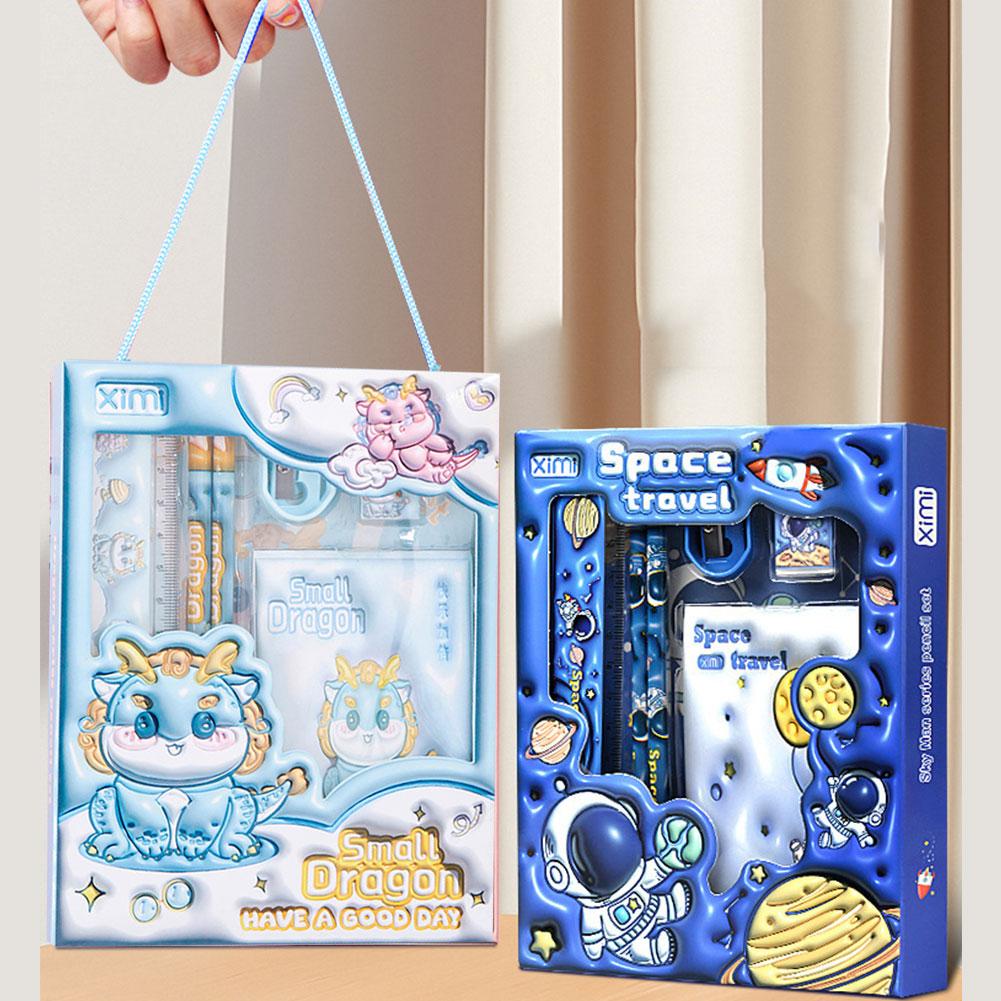 6 In 1 Stationery Set Primary School Kindergarten Children Learning Box Pencils Study Stationery Set Birthday Prizes