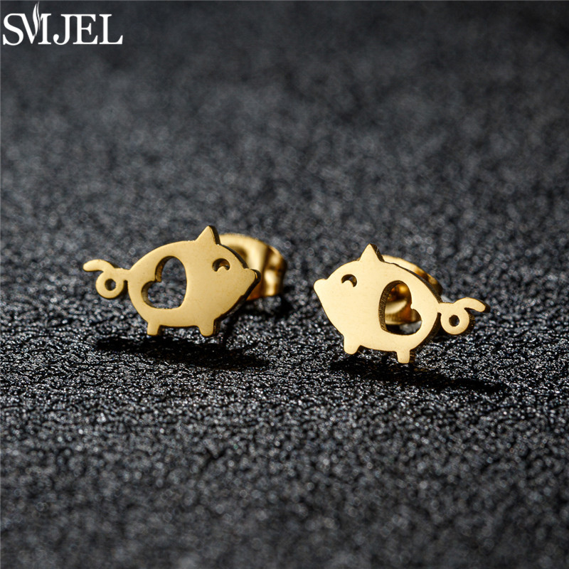 Lovely Small Pig Earrings Female Fashion Cute Piglet Stud Earring for Girls Love my Pet Brincos Stainless Steel Jewelry