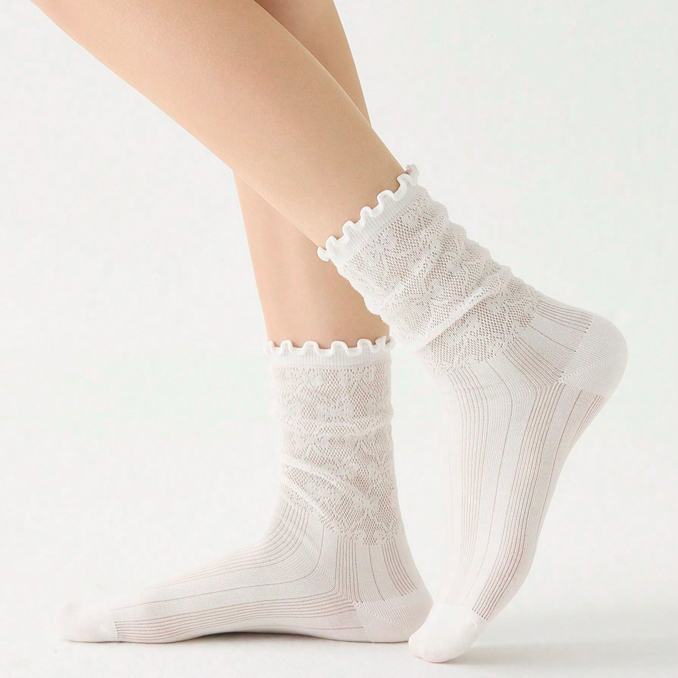 Women Socks Spring Summer Solid Color Thin Mesh Breathable Cute Lace Fashion Korean Style Long Socks for Women