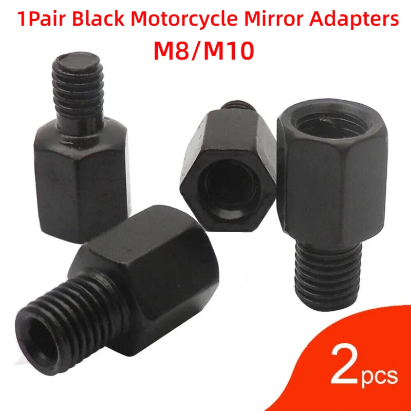 Motorcycle Mirror Conversion Screw M8 M10 Pair Black 10MM 8MM Rearview Mirrors Conversion Bolt Clockwise Universal Modified Part