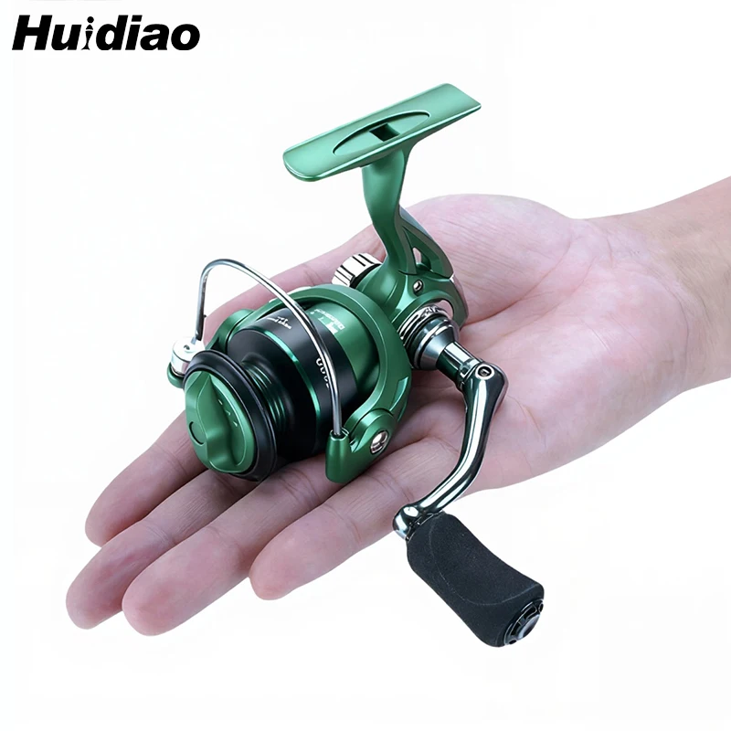 Huidiao Compact Spinning Reel 500/800Series Zero Play 3+1BB 5.2:1 Gear Ratio Lightweight Ice Fishing Reel 5KG/11LB Powerful Drag