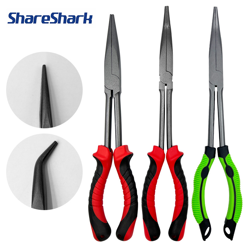 ShareShark High carbon steel 29cm multifunctional fishing pliers Lure Pliers Long Nose Split Ring Opener fishing tools