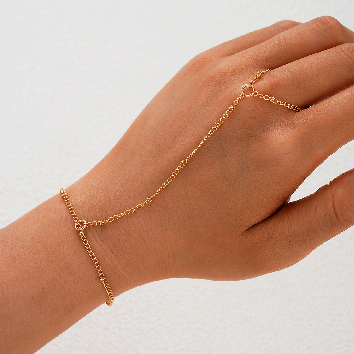 Elegant Hand Chain Finger Ring Bracelet For Women Simple Gold Color Connecting Harness Hand Bracelets Trendy Party Jewelry s