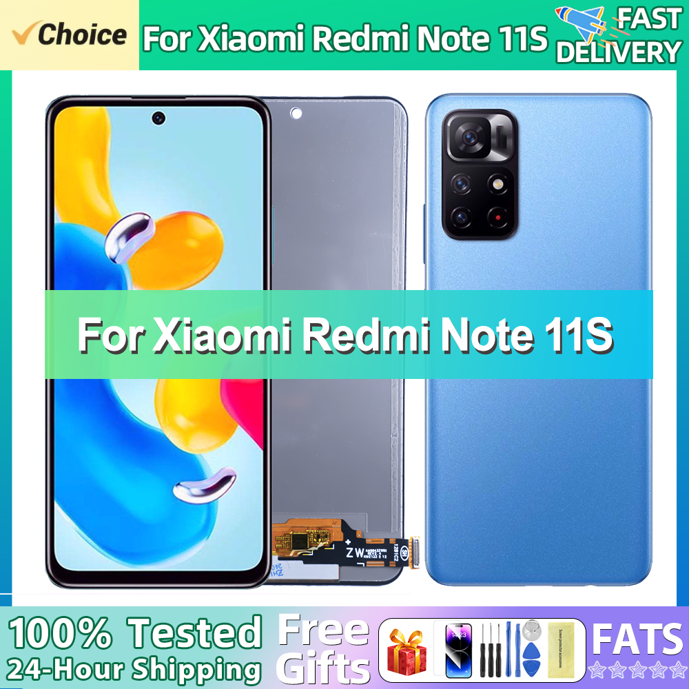 6.43"AMOLED For Redmi Note 11S Display 2201117SG,SI,SY,SL Screen Touch Glass Digitizer For Redmi Note11S LCD With Frame