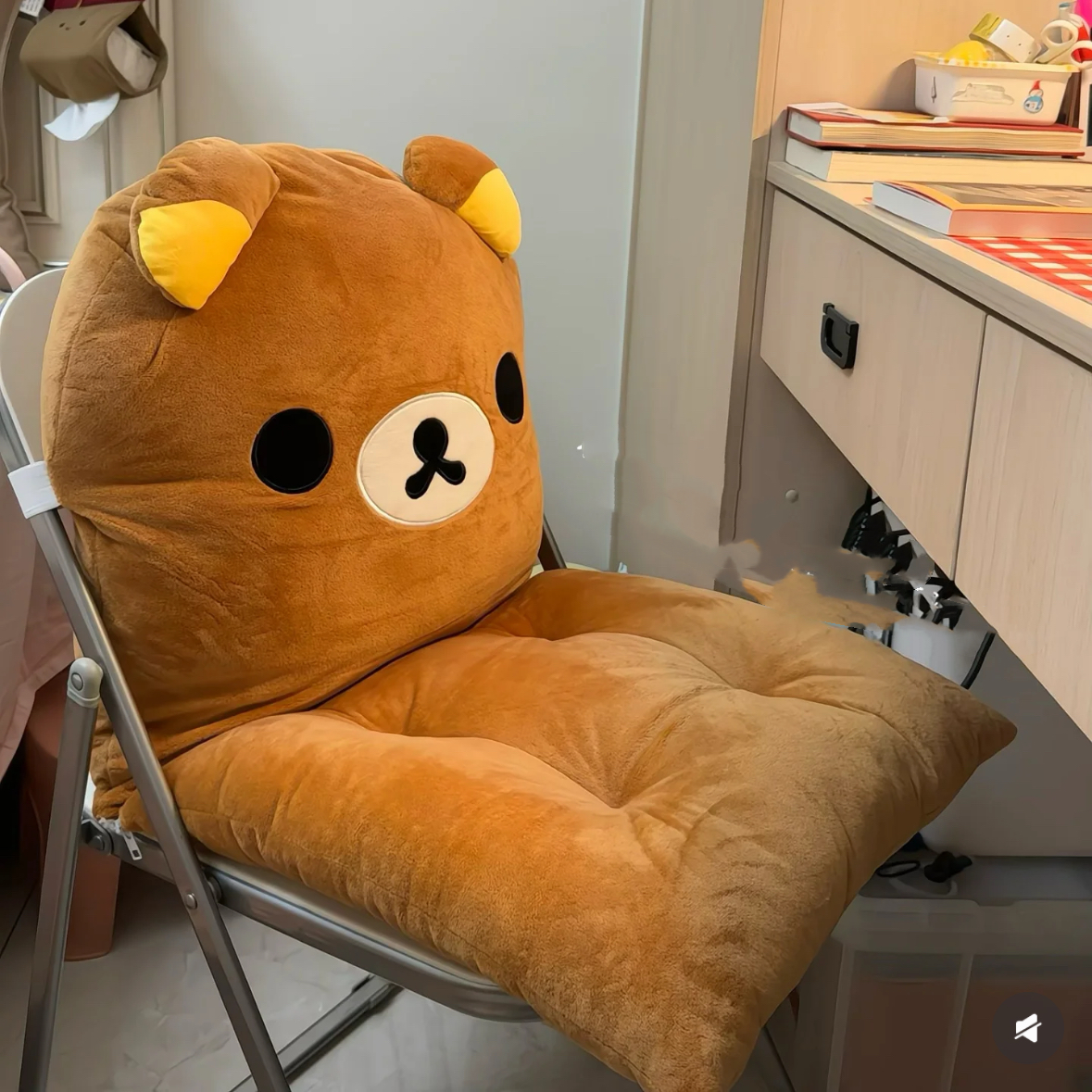 Kawaii Rilakkuma All In One Plush Chair Cushion Backrest Pillow Soft Cozy Seat Pad For Dormitory Office Chair Sofa Bedroom Women