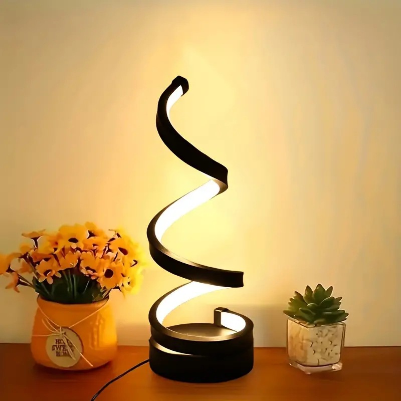 Modern Creative LED Table Lamp 5V USB Spiral Desk Light 3 Colors Dimmable For Bedroom Living Room Office Bedside Decor Lighting