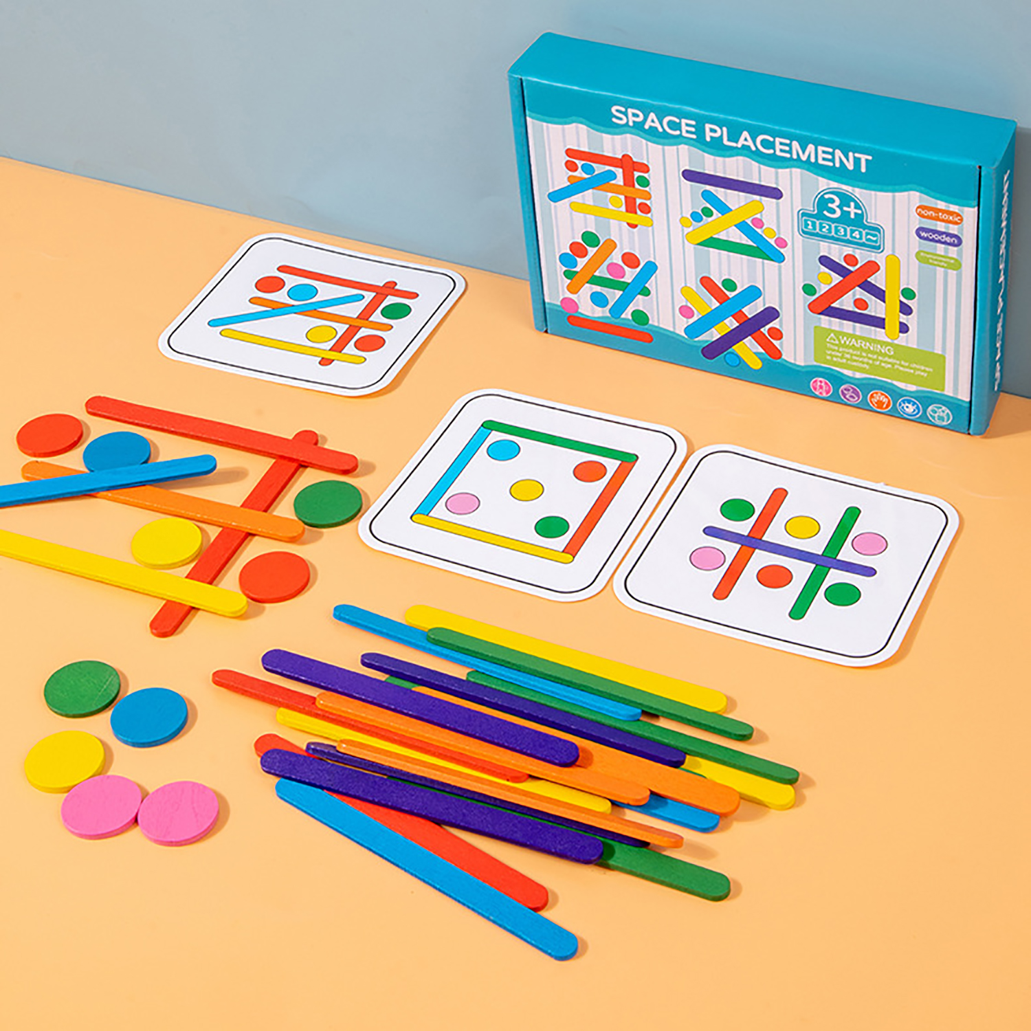 Creative and versatile rainbow stick thinking puzzle board children's color cognition wooden puzzle toy