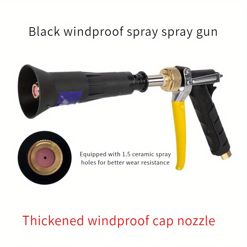 The new 1pc black spray , adjustable high-pressure car wash, home garden sprinkler, flower watering tool, and spray nozzle