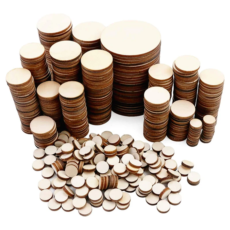 1-10cm Unfinished Wood Slices, Natural Round Blanks Wood Circles Cutouts for Crafts DIY Art Crafts Painting Decoration
