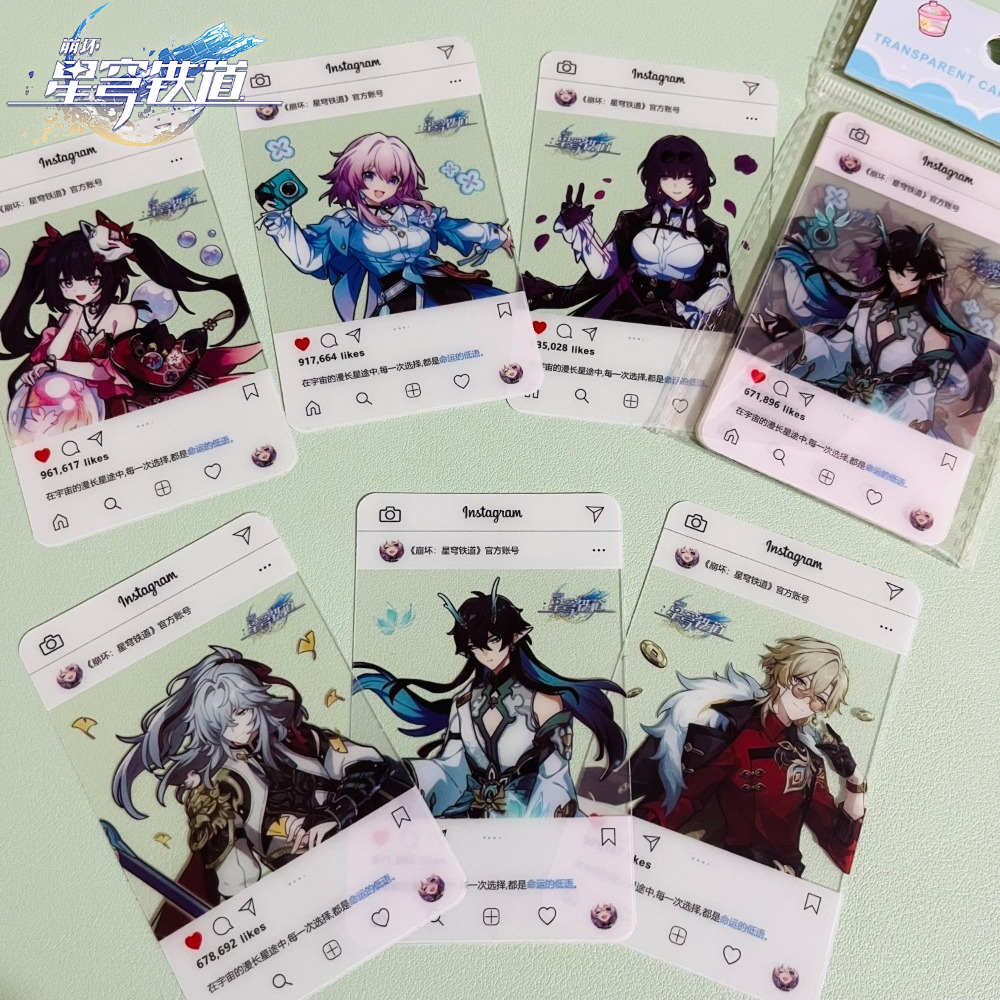 Honkai: Star Rail Anime Merch Transparent Cards Jing Yuan Dan Heng Imbibitor Lunae Kafka Collectible Cards for Fan Must-Have