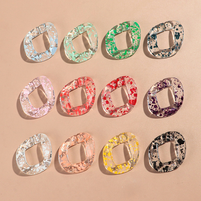 15pcs Colorful Transparent Acrylic 34x38MM Square Link Chain Connector Bead for Bracelet Necklace Making DIY Jewelry Accessories