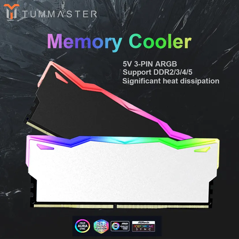 TUMMASTER PC Memory Heatsink RAM Cooling Vest 5V 3-PIN ARGB for Desktop Computer Memory DDR3 DDR4 DDR5 DDR2