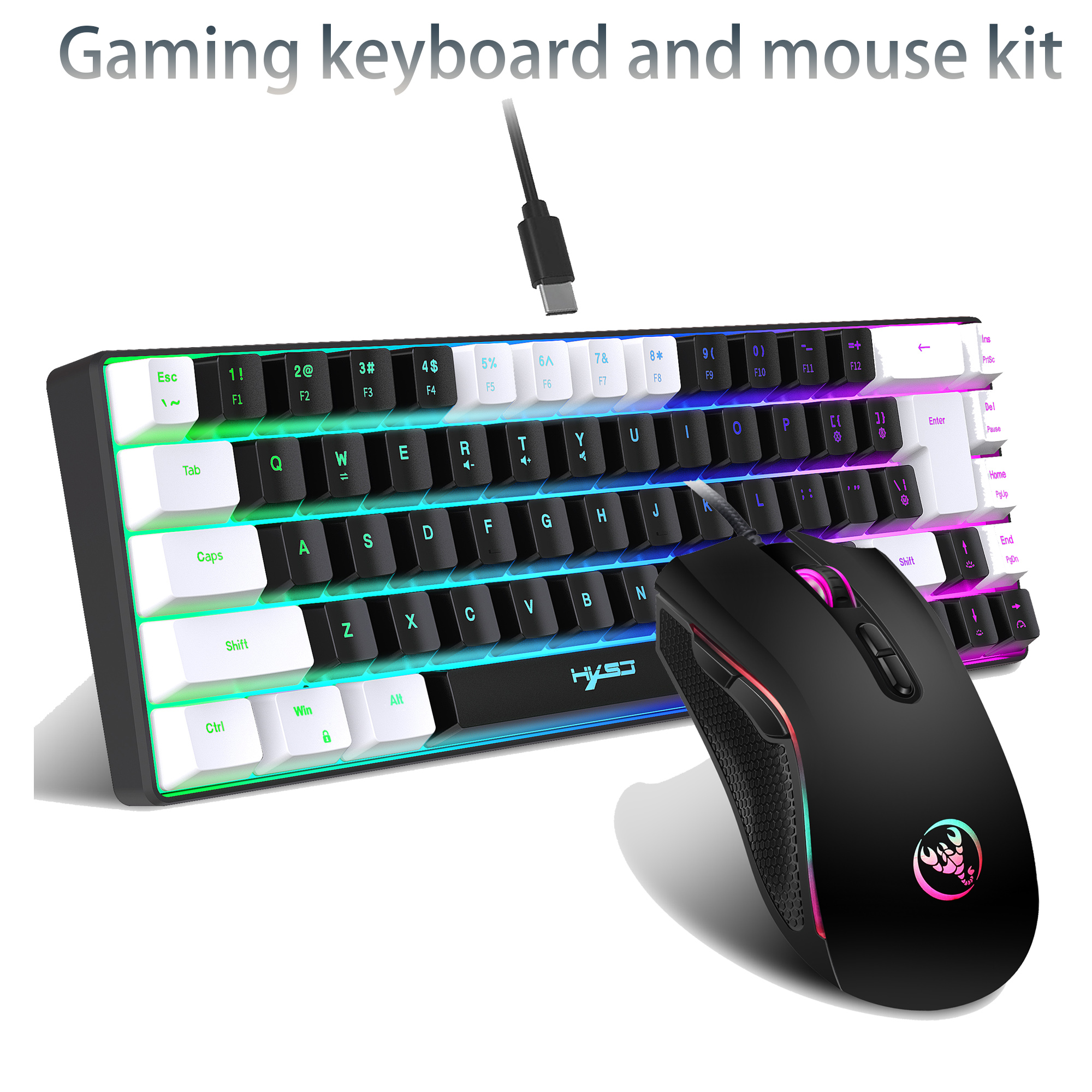 RGB Backlit Wired Gaming Keyboard Mouse Combo (68-Key)