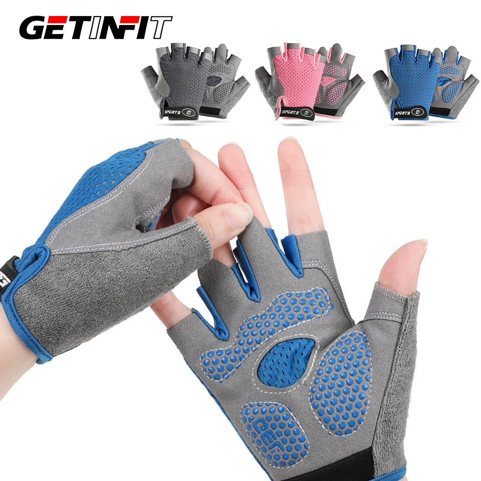 GETINFIT 1Pair Thin Children's Gloves Half Finger Anti-slip Protective Breathable Gloves Cycling Sport Roller Balance Bike