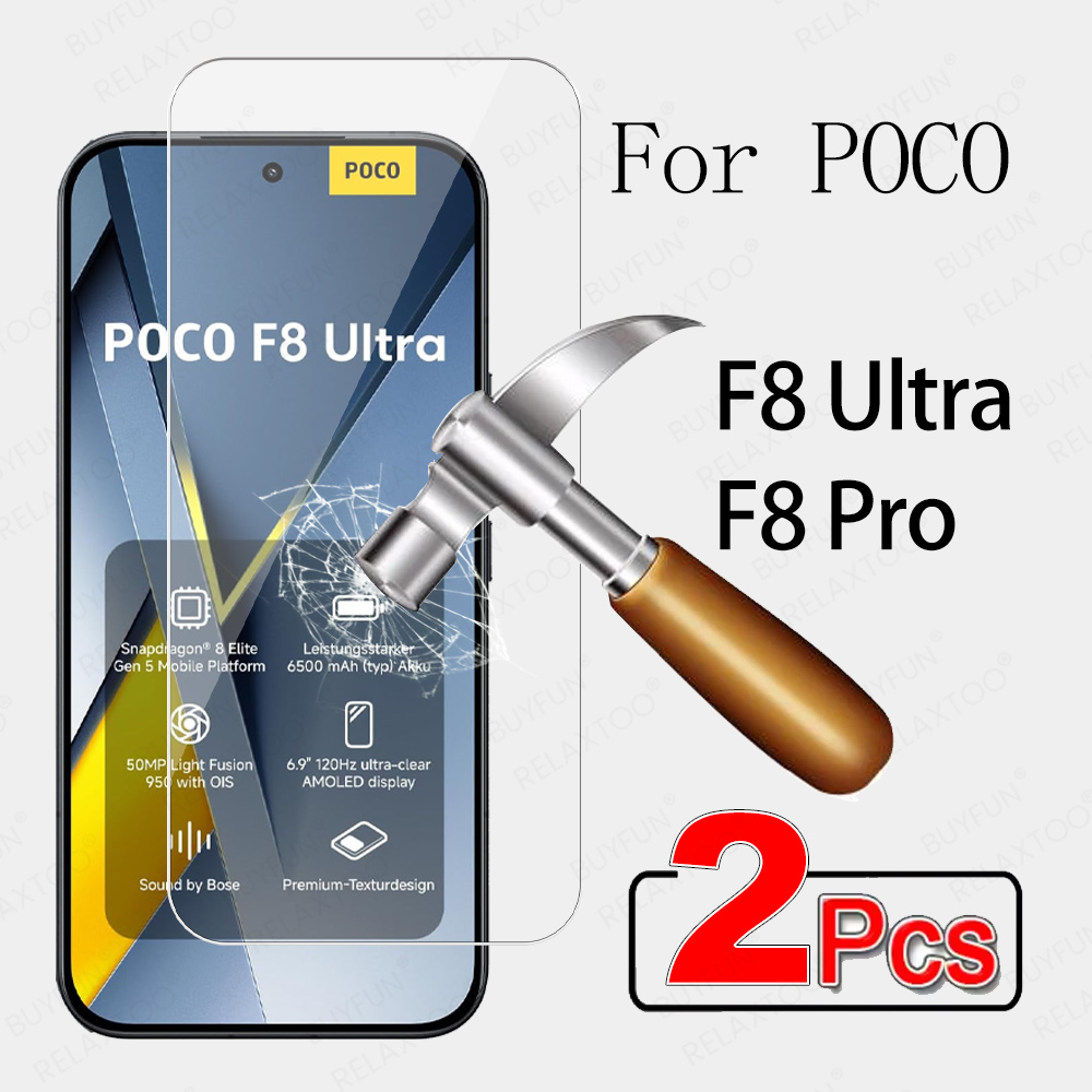 2Pcs For Xiaomi POCO F8 Ultra F7 F6 Pro POCOF7 F8Pro F7Pro F6Pro POCOF6 5G Screen Protector Tempered Glass Cover Case Friendly