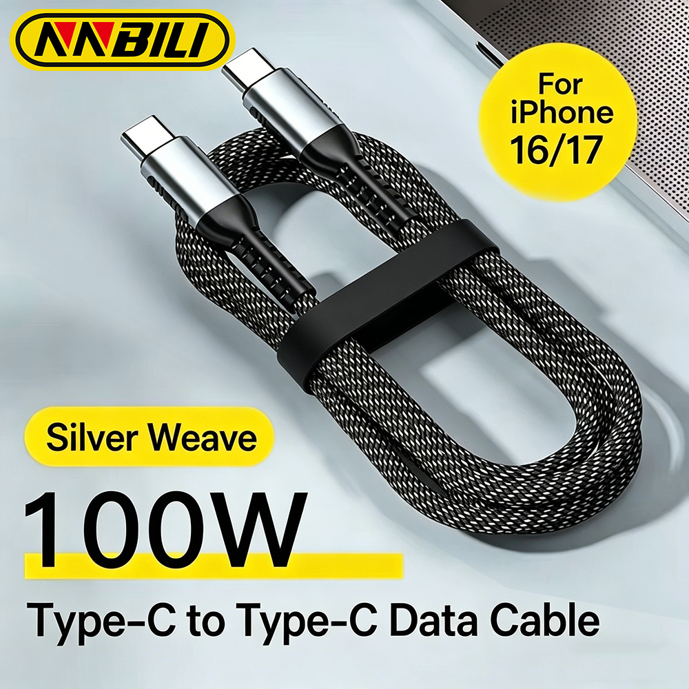 NNBILI 100W USB Type C Cable for MacBook Pro Quick Charge 4.0 PD 5A Fast Charging for Type C to C Cable 1/2M