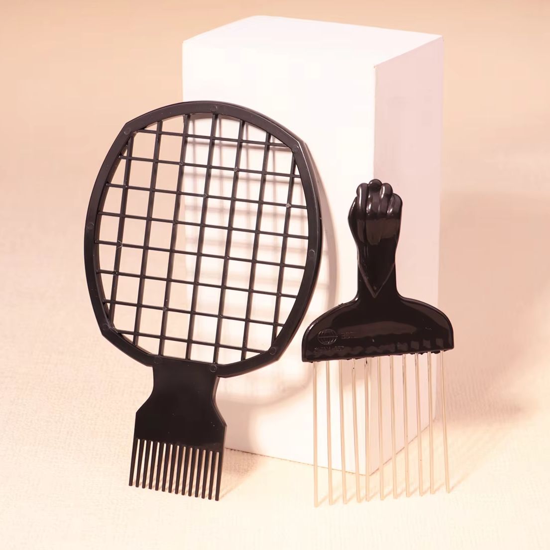 African Curling Comb Set with Steel Needle Comb and African Curling Comb, Salon Styling Tool Special for Real Hair