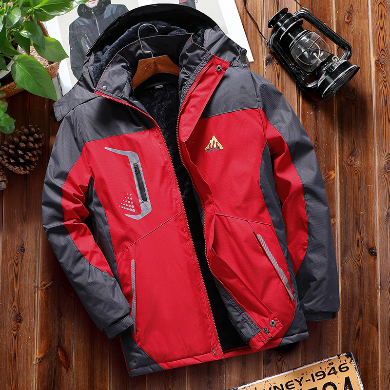 2025 New Men's Fleece-Lined Thickened Outdoor Waterproof Jacket, Cold-Resistant Cotton Coat