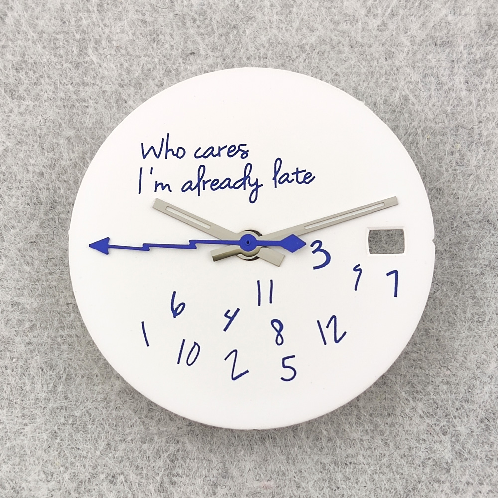 28.5mm NH35 Dial Who Cares im Already Late Watch Dial High Quality Dial With Hands NH35 Watch Accessories Fits NH35/36 Movement