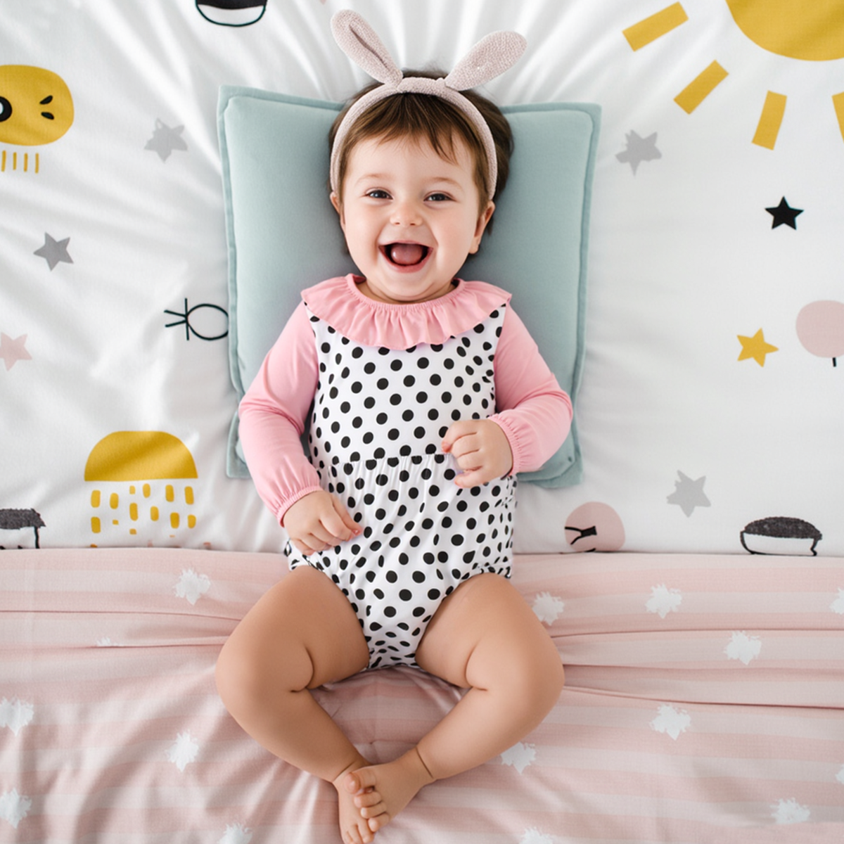 Sanlutoz Autumn Baby Girls Fashion Bodysuits Cotton Princess Infants Girls Onesies Clothing Polka Dot