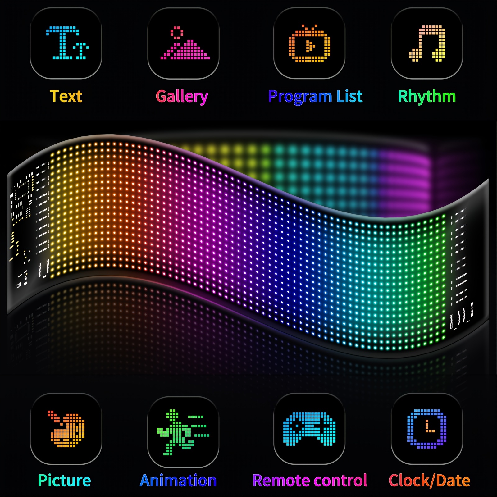 RGB LED Matrix Pixel Screen Waterproof DIY Programmable Flexible Screen Bluetooth App Control for Car Shop Bar