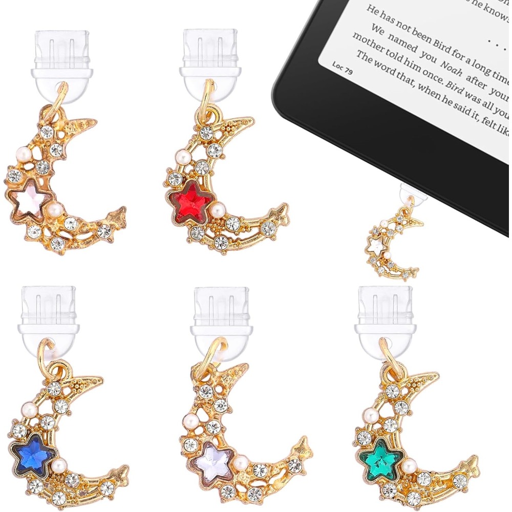 Shining Moon Fashion Dust Plug Pendant Type-C Charging Port Stopper For iPhone16 Dust Protection Cap Ladies Phone Accessories