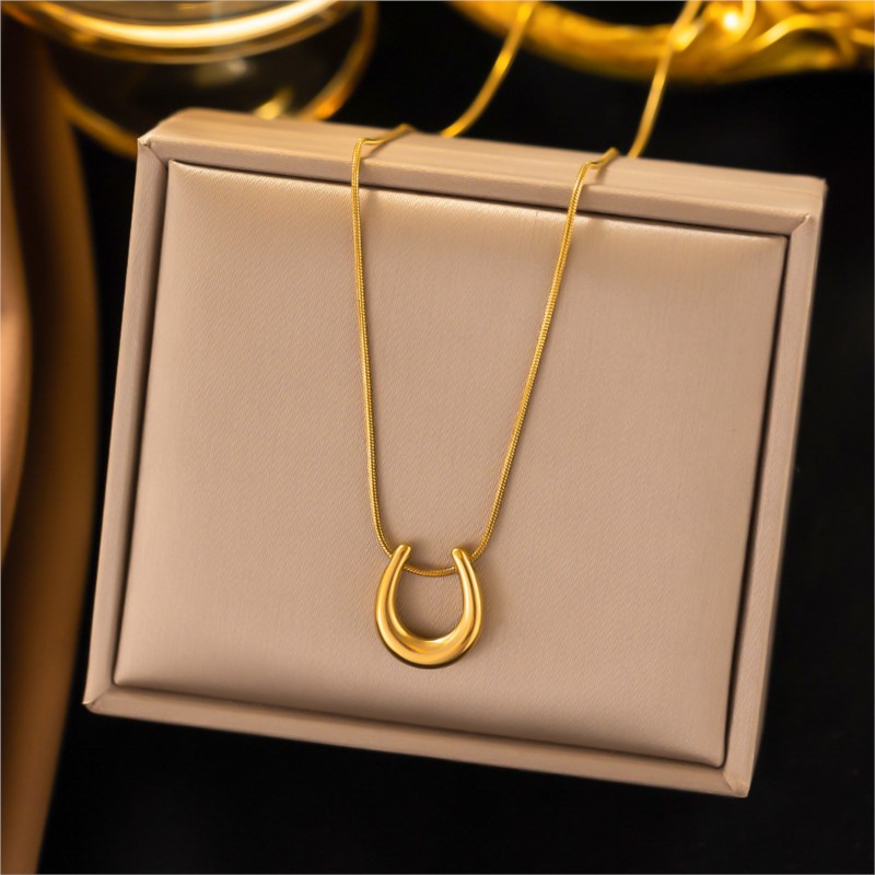 ANENJERY 316L Stainless Steel Love Heart Necklace for Women New Fashion Simple Clavicle Chain All-Match Jewelry