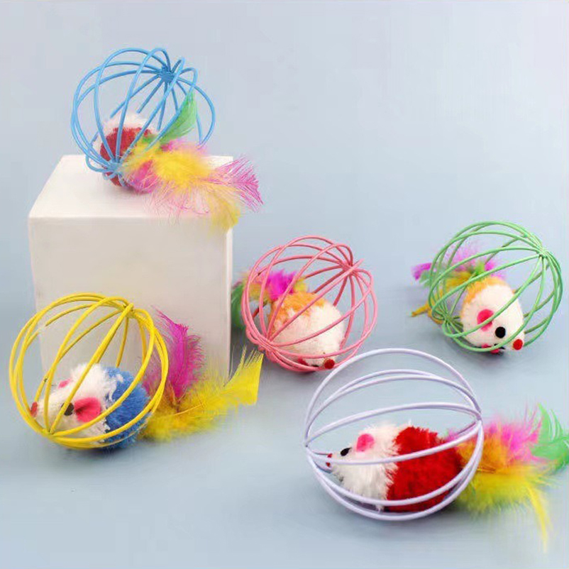Multicolor cage rat happy cat toy plush simulation color mouse fun cat ball fun cat fun fun pet supplies