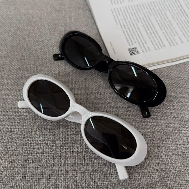 2pcs Pack Fashion Oval Sunglasses Women Luxury Black Shades UV400 Men Punk Brand Sun Glasses Outdoor Cycling Goggles Unisex