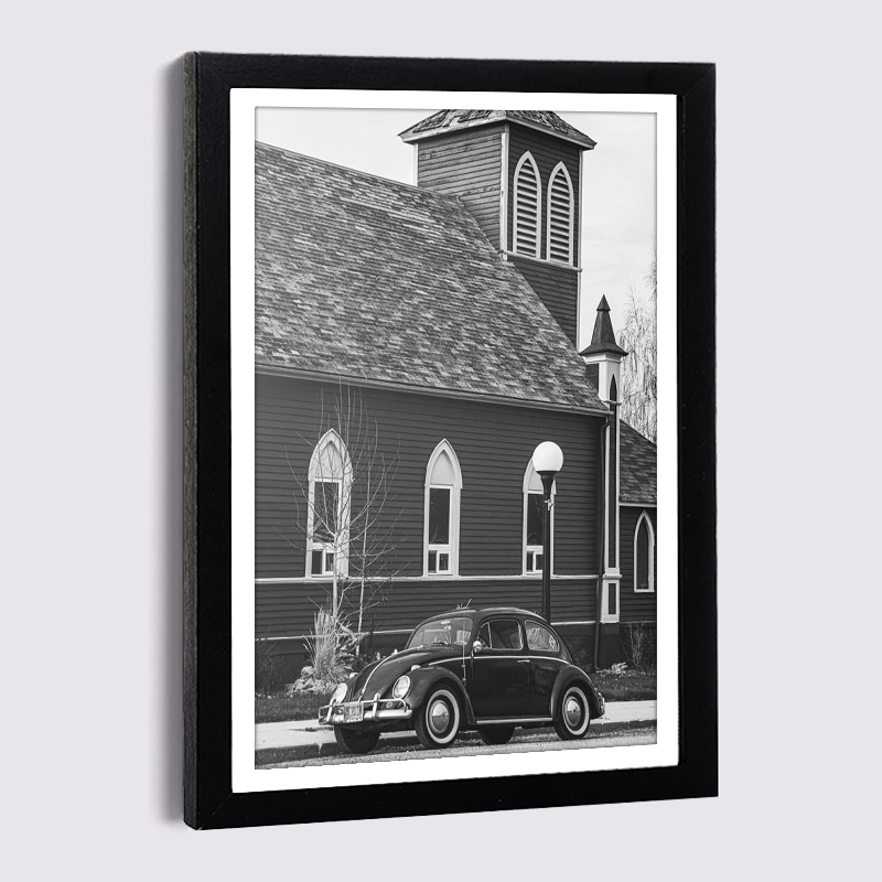 Nordic Family Photo Frame Wall Retro Car Canvas Poster and Prints 9x13 21x30 Black Wood Frame Luxury Decor Painting Frames