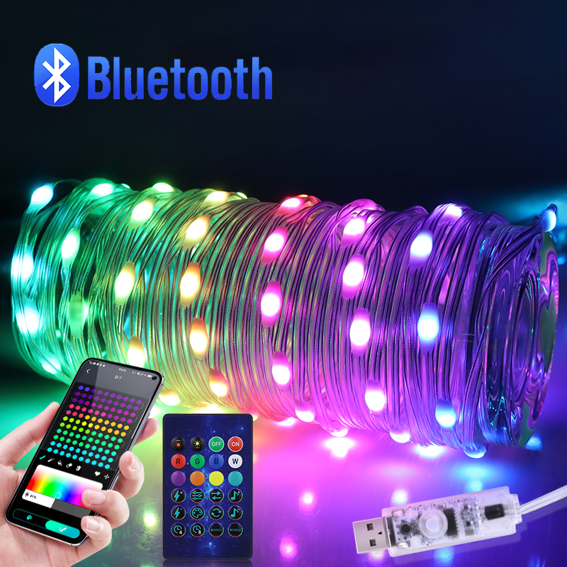 5V Wedding Party Decoration Smart LED Light String 5m 10m 20m Bluetooth App Control DIY Color Fairy Lights Lighting lightify