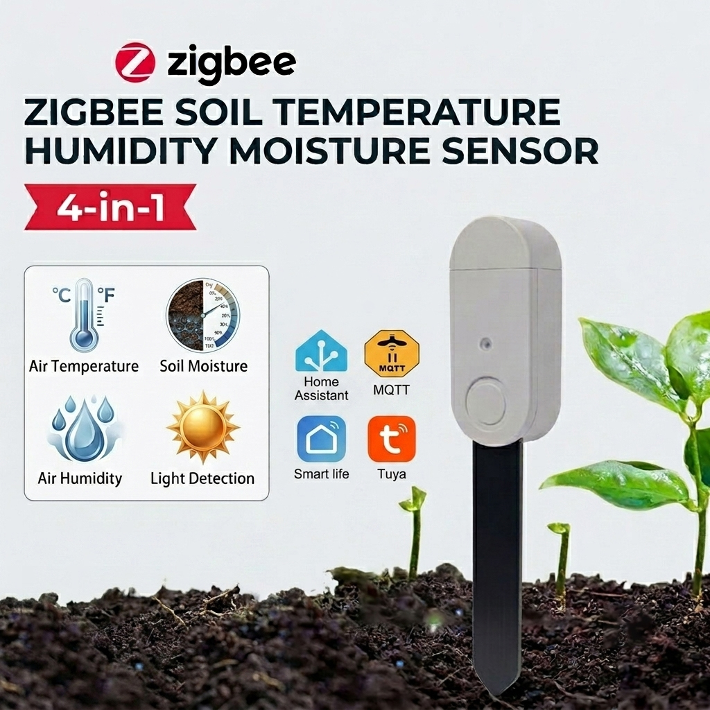 Zigbee Soil Moisture Sensor Monitor Plants Moisture Humidity Temperature Tester Tuya Smart Life Voice Control Home Alexa