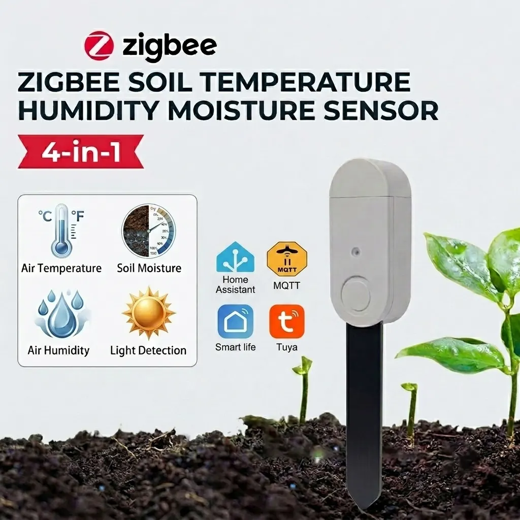 Tuya Zigbee Temperature Humidity Moisture Detector Smart Soil Moisture Light Sensor Real Time Monitor Support Home Assistant Z2M lightify - image 1