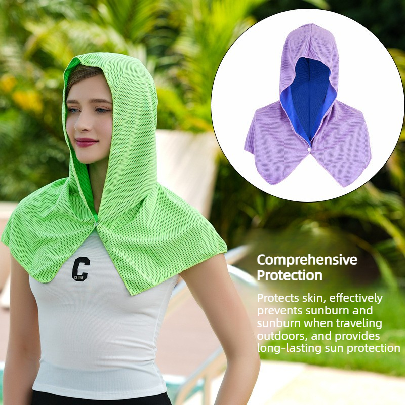 1×Cooling Hoodie Towel Cooling Towel Quick Drying Absorbent Towels Sports Fitness Camping Hiking Suitable for Summer Hot Weather