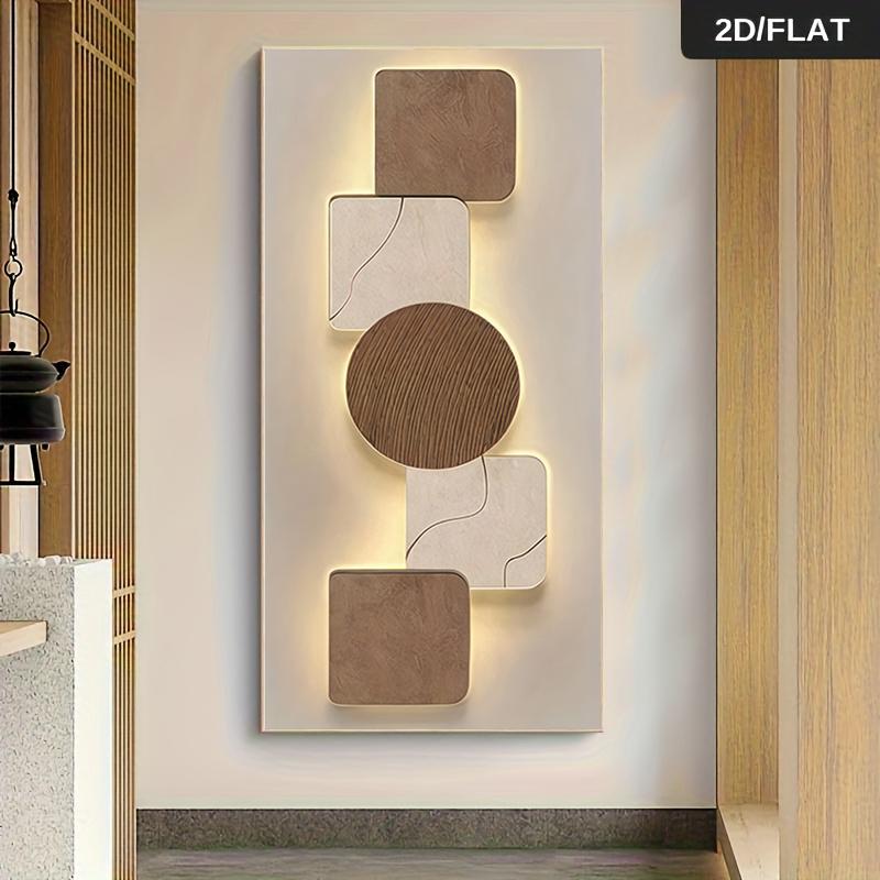 1PC 2D flat modern minimalist frameless geometric patchwork decorative painting, Nordic style living room sofa background wall p boneless couch